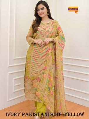Ivory beautifully digital Print Yellow Color Pakistani Suit by fab funda