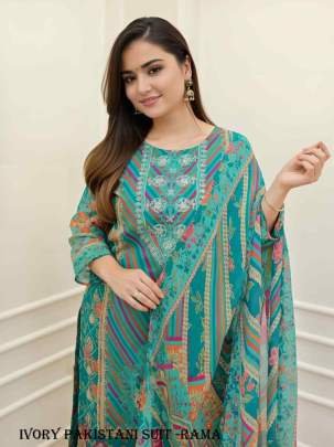 Ivory beautifully digital Print Rama Color Pakistani Suit by fab funda