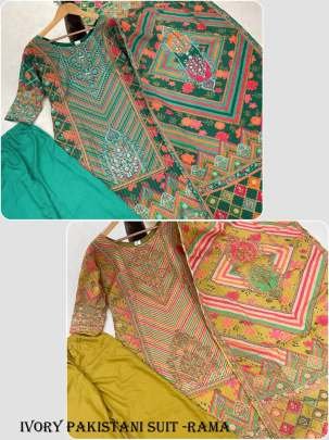 Ivory beautifully digital Print Rama Color Pakistani Suit by fab funda