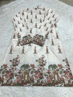 Ivory Royal Vintage Printed Men   s Kurta