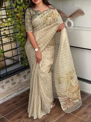Jacquard Printed Tissue Silk Saree