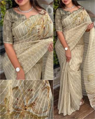 Jacquard Printed Tissue Silk Saree