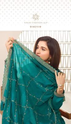 Jacquard Silk With Multi Work Teal Green Semi  Stitched Palazzo Set