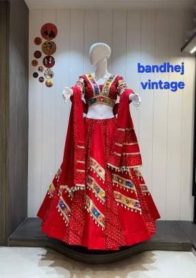 Jam Cotton Bandhani Print 8mtr Flare Chaniya Choli