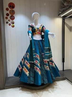 Jam Cotton Chaniya Choli With Bandhani Print