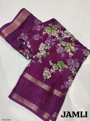 Jamli Fancy Sequins Crape Silk Saree