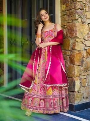 Jimmy Choo Digital Printed Anarkali Gown With Dupatta