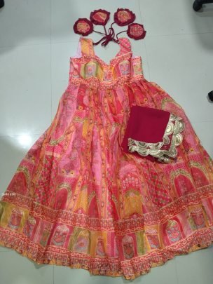 Jimmy Choo Digital Printed Anarkali Gown With Dupatta