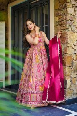 Jimmy Choo Digital Printed Anarkali Gown With Dupatta
