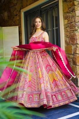 Jimmy Choo Digital Printed Anarkali Gown With Dupatta