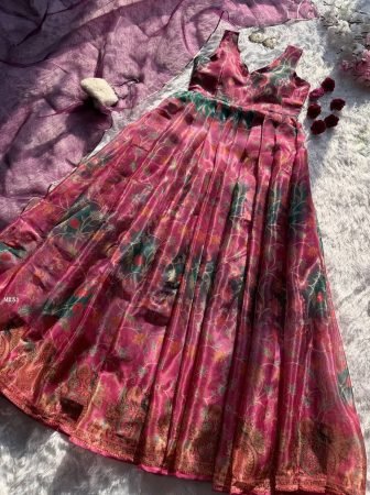 Jimmy Organza Silk Digital Print Anarkali Gown