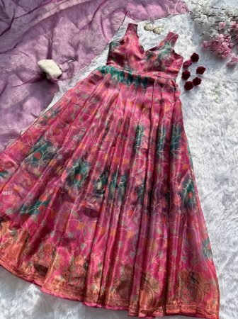Jimmy Organza Silk Digital Print Anarkali Gown