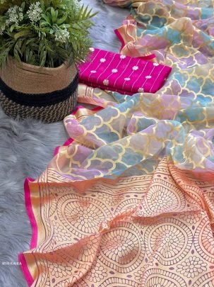 Kaira Pure Organza Brasso Silk Saree