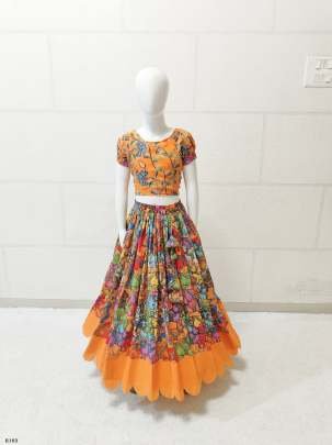 Kalamkari Printed Kids Girls Lehenga Choli