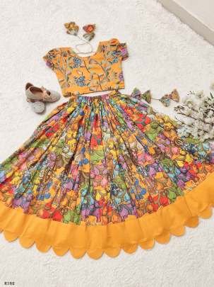 Kalamkari Printed Kids Girls Lehenga Choli