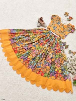 Kalamkari Printed Kids Girls Lehenga Choli