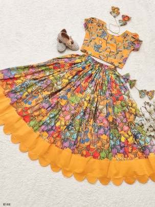 Kalamkari Printed Kids Girls Lehenga Choli