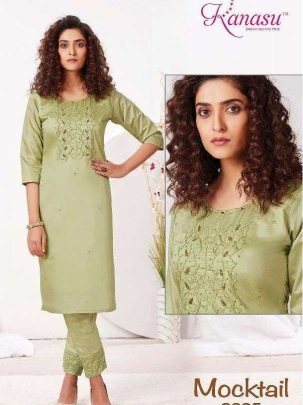 Kanasu Mocktail 2 Pcs Diable Beautiful  Silk Kurti Pant Set