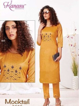Kanasu Mocktail 2 Pcs Diable Beautiful  Silk Kurti Pant Set