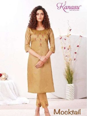 Kanasu Mocktail 2 Pcs Diable Beautiful  Silk Kurti Pant Set