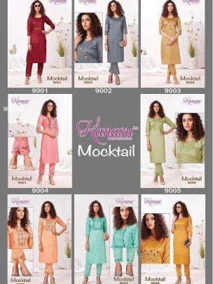 Kanasu Mocktail 2 Pcs Diable Beautiful  Silk Kurti Pant Set