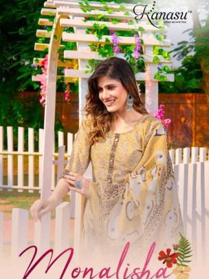 Kanasu Monalisha Cotton Casual Wear Kurti Pant Dupatta Set