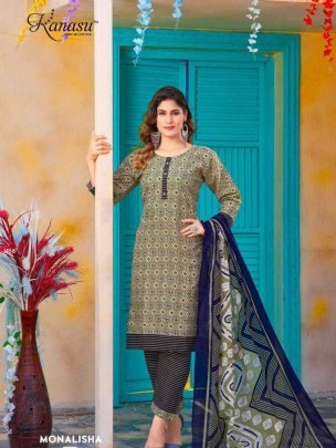 Kanasu Monalisha Cotton Casual Wear Kurti Pant Dupatta Set