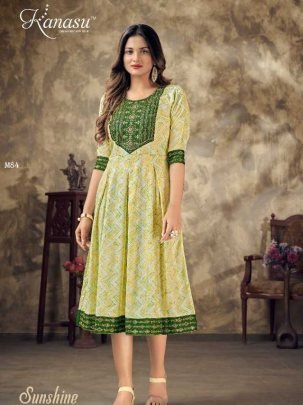 Kanasu Sunshine Readymade Elegant Flair With Work Fancy Long Kurti