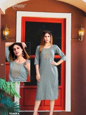 Kanasu Vamika Readymade Straight Fancy Kurti