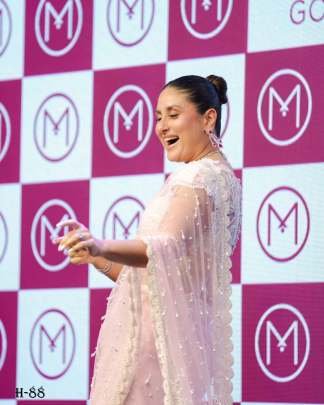 Kareena Kapoor Bollywood Light Pink Net Saree With Embroidery Work
