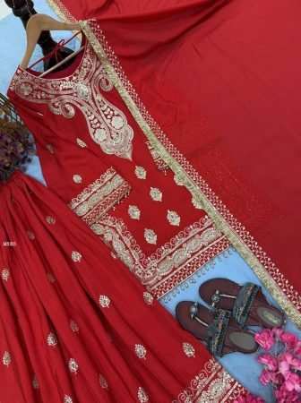 Karva Chauth Special Chinon Embroidered  Palazzo Suit Set