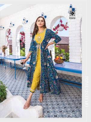 Kiana Brand Present Beautiful Three Piece Crop Top Kurtis Set