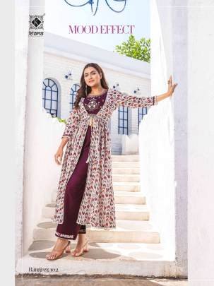 Kiana Brand Present Beautiful Three Piece Crop Top Kurtis Set