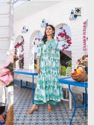 Kiana Brand Present Beautiful Three Piece Crop Top Kurtis Set