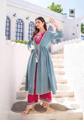 Kiana Brand Present Beautiful Three Piece Crop Top Kurtis Set