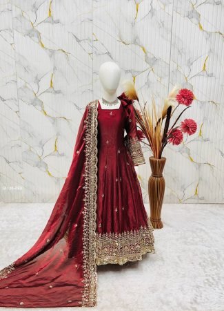 Kids Ethnic Gown with Heavy Embroidery And Dupatta