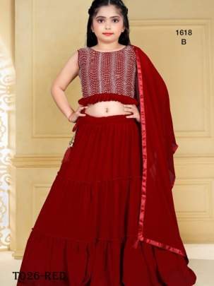 Red Georgette Embroidery Work Ready Made Lehanga Choli