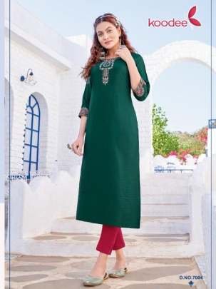 Koodee Brand Raas Vol 1 Classic Work Rayon Kurtis Cataloge
