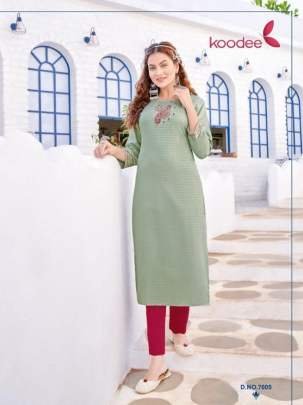 Koodee Brand Raas Vol 1 Classic Work Rayon Kurtis Cataloge