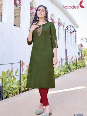 Koodee Brand Raas Vol 1 Classic Work Rayon Kurtis Cataloge