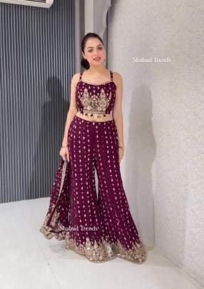 Koti Blouse Palazzo With Georgette Embroidered Sequence Work