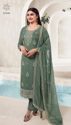 Kuleesh Present Chakori Embroidery Organza Dress Material