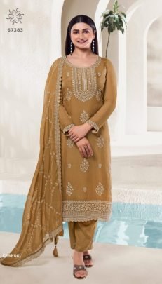 Kuleesh Present Chakori Embroidery Organza Dress Material