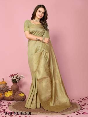 Ladies Soft Dola Silk Mehendi Color Saree for Special Occasions