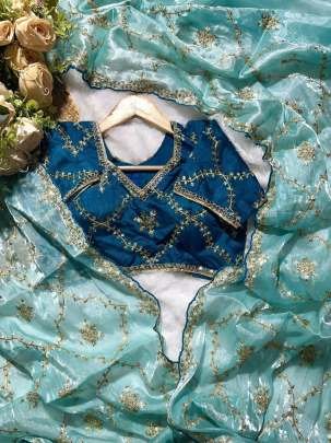 Ladies Traditional Sky Pure Soft Jimmy Choo Silk Sarees