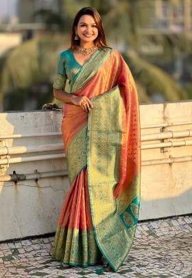 Ladies Wedding Wear Fanta Woven Pallu Pure Soft Tissue Saree
