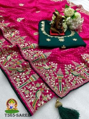 Ladise Wear Rani Pink Georgette Mono Banglori Saree