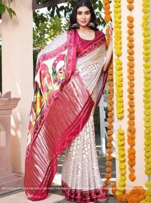 Lagdi Patta Panetar Pure Gaji Silk Bandhani Saree by Fab Funda