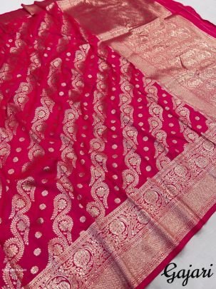 LAHER Gajari Beautiful Pure Banarasi Silk Saree