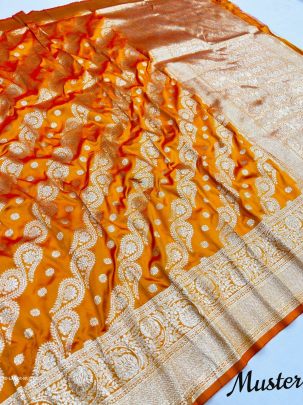 LAHER Muster Beautiful Pure Banarasi Silk Saree